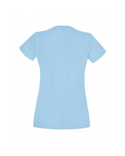 Fruit Of The Loom Blue Ladies/ Lady-Fit Valueweight Short Sleeve T-Shirt (Pack Of 5) (Sky) Cotton