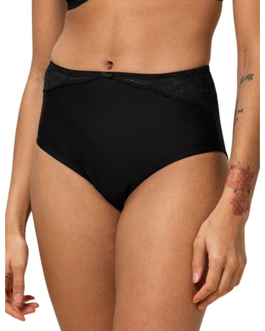 Triumph Black Modern Lace Cotton Maxi Brief