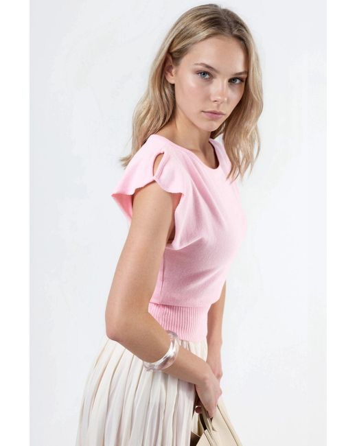 Busem Bootsnede Ribbelblouse in het Pink