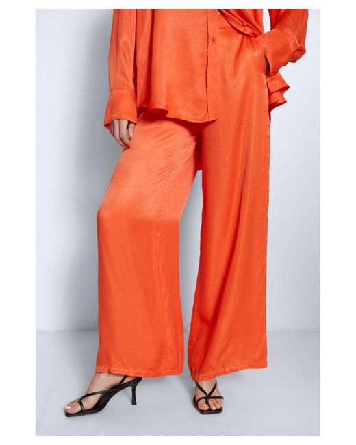 Warehouse Orange Satin Wide Leg Trouser