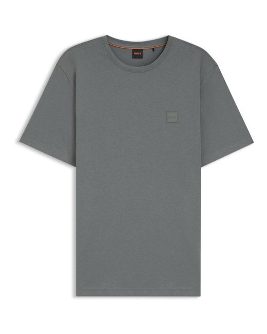 Boss Gray Tales T-Shirt With Logo Patch Premium Cotton for men