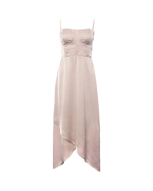 TFNC London Pink Mink Bridesmaid Corset Detail Bow Back Satin Cami Dress