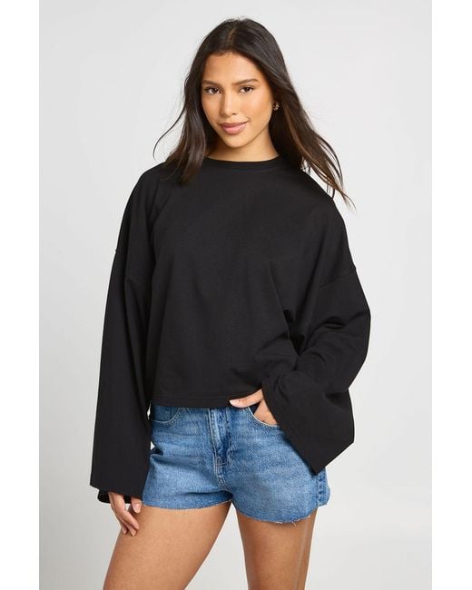 Boohoo Black Wide Sleeve Boxy T-Shirt