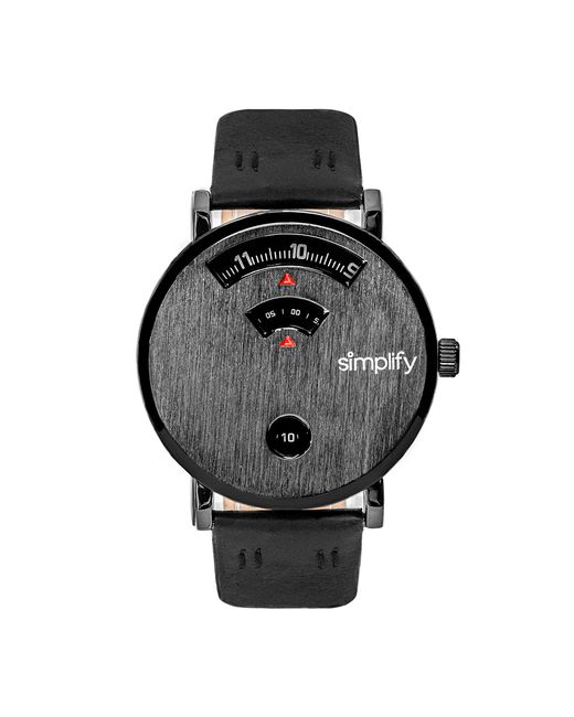 Simplify Black The 7000 Leather-Band Watch