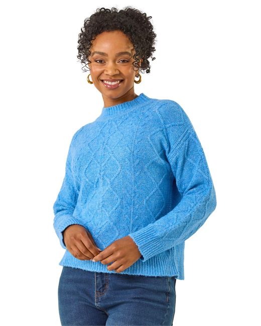 Roman Blue Petite Cable Knit Jumper
