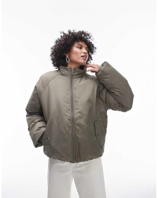 TOPSHOP Gray Bomber Puffer Jacket