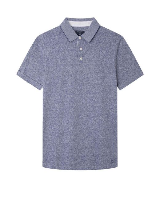 Hackett Blue Cotton Linen Filafil Polo Shirt for men