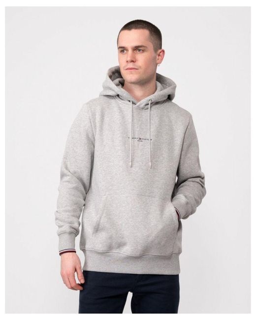 Tommy Hilfiger Gray Logo Tipped Hoodie for men