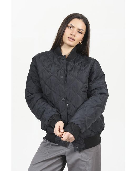 Brave Soul Black Quilted Bomber Jacket
