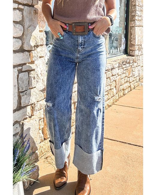 Azura Exchange Blue Weite, Ausgefranste Jeans