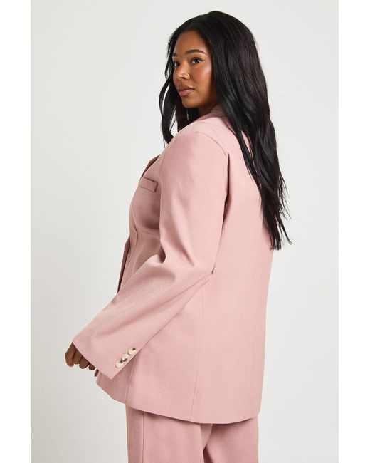 Boohoo Pink Plus Oversized Horn Button Blazer