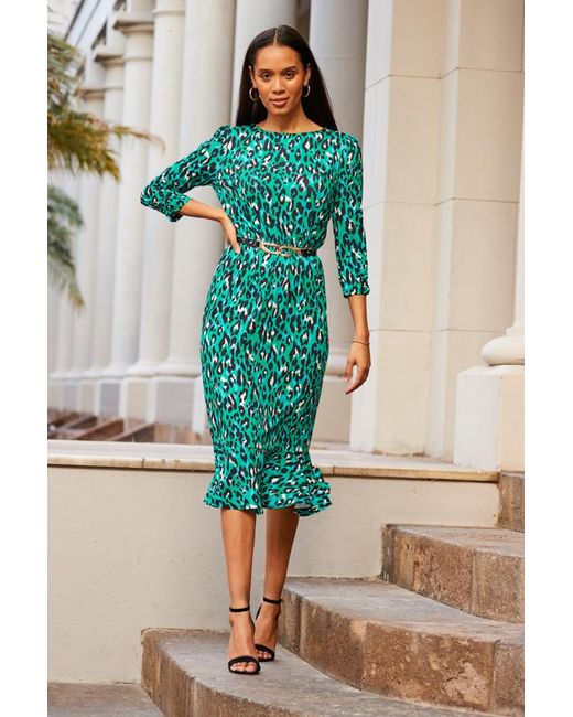 Sosandar Blue Print Jersey Midi Dress