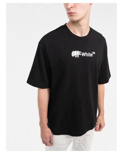 Off-White c/o Virgil Abloh Black Off- Spray Helvetica Logo Embroidered T-Shirt for men