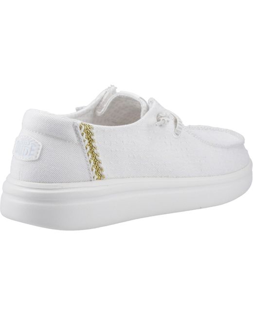 HeyDude White Wendy Rise Perf Canvas Slip On Ladies Shoes