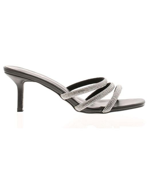 Wynsors Metallic Heeled Mule Sandals Diamante Mia Slip On
