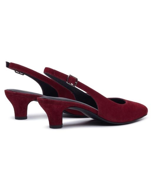 Hush Puppies Red Nahla Buckle Kitten Heel Bordeaux Pointy Slingback Shoes