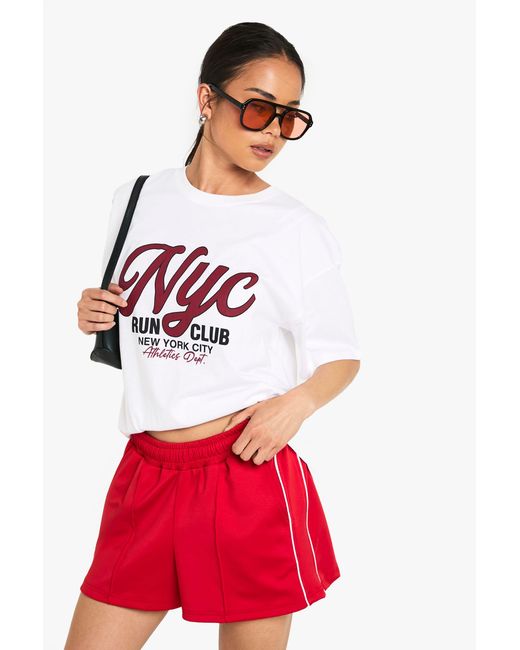 Boohoo Red Tricot Side Stripe Shorts