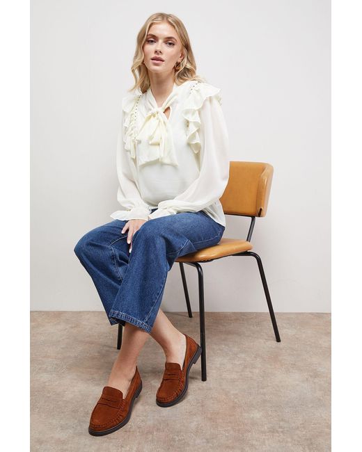 Oasis Blue Beth Suede Grandad Penny Loafers