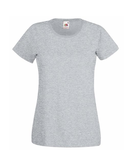 Fruit Of The Loom Gray Ladies/ Lady-Fit Valueweight Short Sleeve T-Shirt (Pack Of 5) (Heather) Cotton