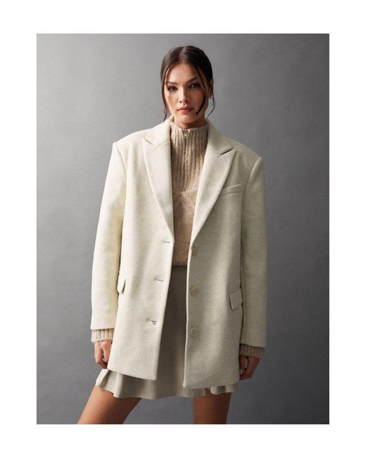 Warehouse Gray Brushed Wool Blend Blazer Coat