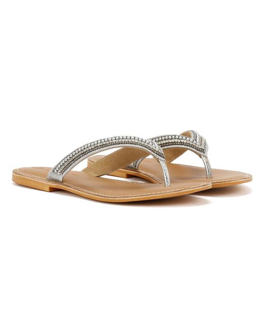 Tower London Natural Tower London Metallic Bead Thong Sandals
