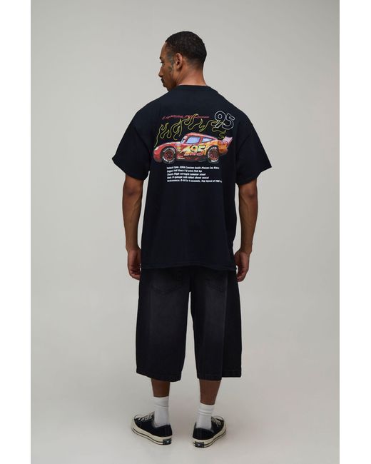 BoohooMAN Blue Oversized Lightening Mcqueen License Print T-Shirt for men