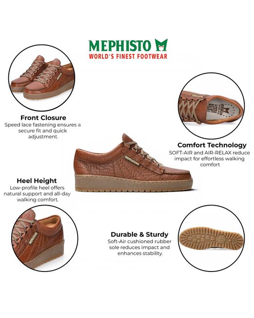 Mephisto Brown Leather Desert Walking Shoes for men