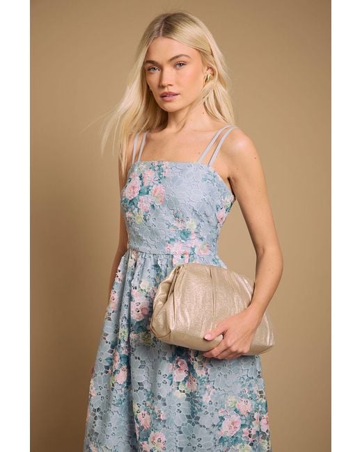Oasis Blue Lace Fit And Flare Midaxi Dress