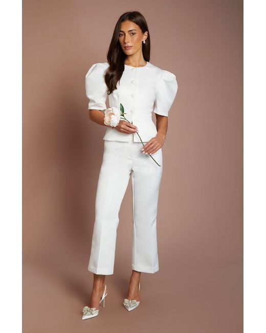 Oasis Brown Hen Matte Satin Tailored Trouser