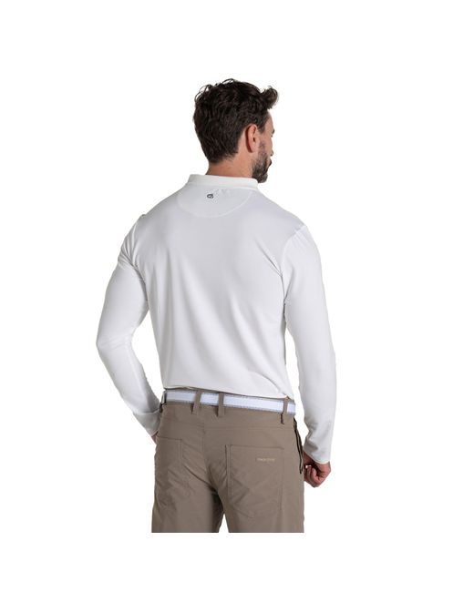 Craghoppers White Bramshaw Golf Nosilife Long-Sleeved Polo Shirt for men