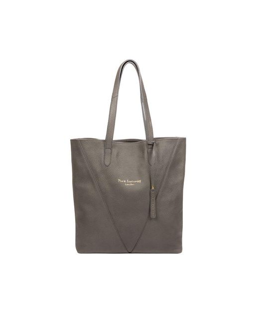 Pure Luxuries Gray 'Claudia' Leather Shopper Bag
