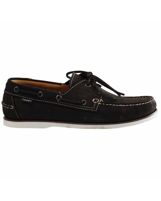 Hackett Black Aldeney Deck Shoes Nubuck Leather for men