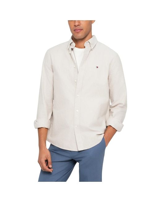 Tommy Hilfiger White Shirts Regular Fit Oxford Long Sleeve Casual Cotton Formal for men