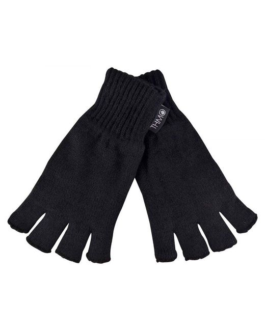THMO Black 3M Thinsulate Insulation Lined Fingerless Gloves for men