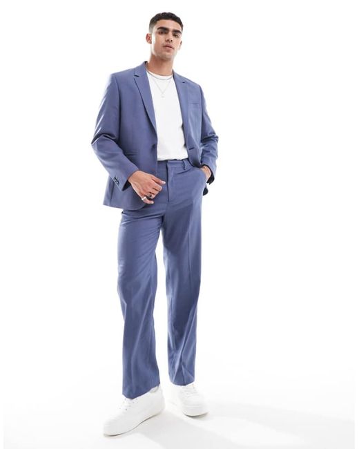ASOS Blue Straight Suit Trouser for men