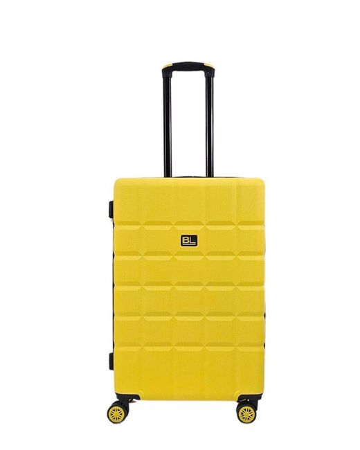 Infinity Leather Yellow Hard Shell Classic 8 Wheel Cabin Luggage Case Travel Suitcases Abs