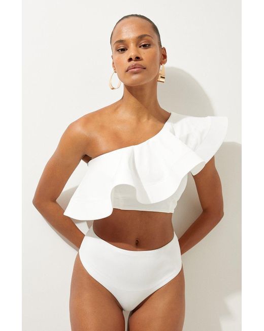 Karen Millen White High Waist Bikini Bottom