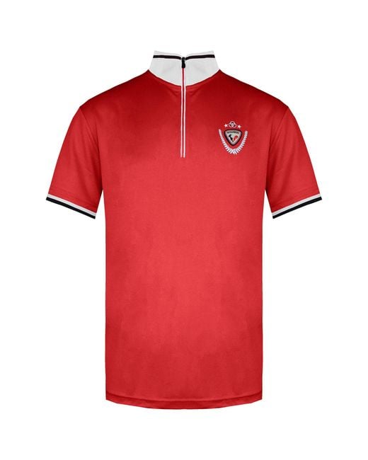 Rossignol Red Short Sleeve 3/4 Zip Up Virage Polo Shirt Rlemy04 305 Cotton for men