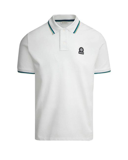Sandbanks White Badge Logo Tipped Sleeve Polo Shirt for men
