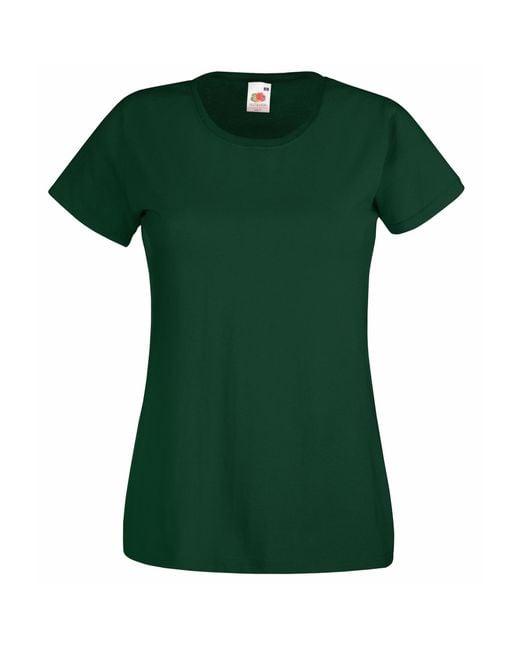 Fruit Of The Loom Green Ladies/ Lady-Fit Valueweight Short Sleeve T-Shirt (Pack Of 5) (Bottle) Cotton
