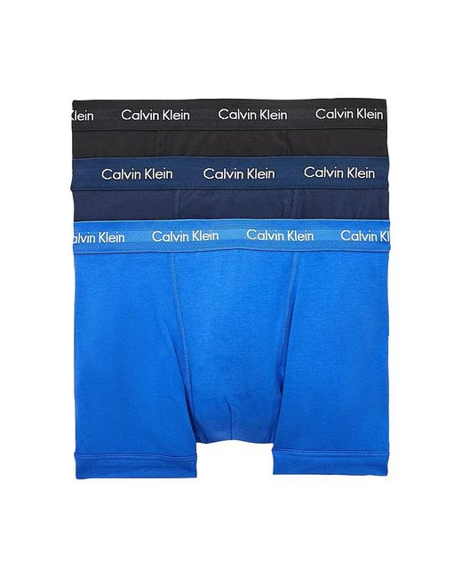Calvin Klein Blue Cotton 3 Pack Trunks for men