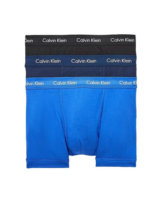 Calvin Klein Blue Cotton 3 Pack Trunks for men