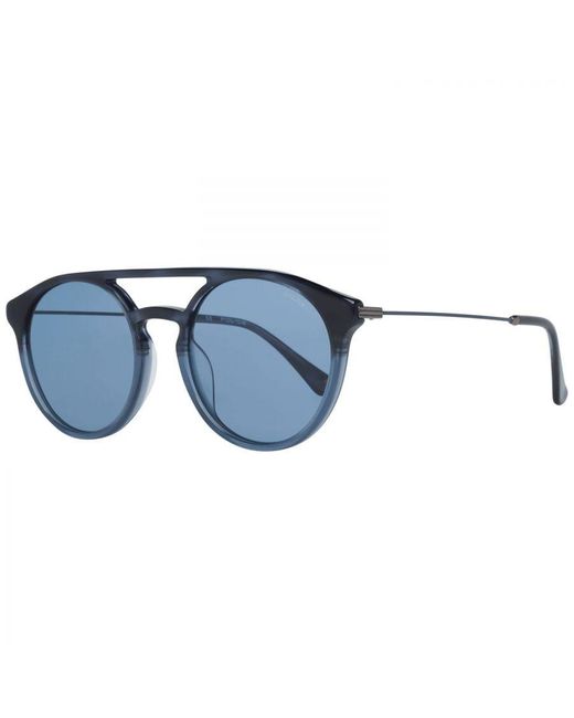 Police Blue Classic Round Sunglasses With Frames for men