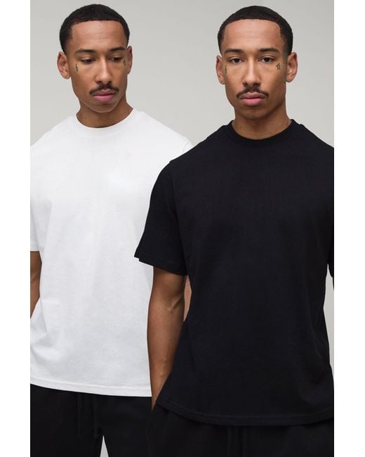 BoohooMAN Black Regular Fit 2 Pack Basic Crew Neck T-Shirts for men