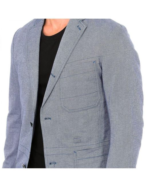 G-Star RAW Blue Long-Sleeved Lapel Collar Blazer Jacket D01241 for men