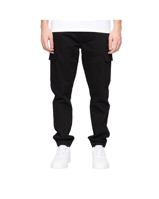 Crosshatch Black Malimore Cargo Jeans for men