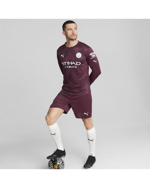 PUMA Purple Manchester City F.C. Football Goalkeeper Long Sleeve Replica Jersey for men