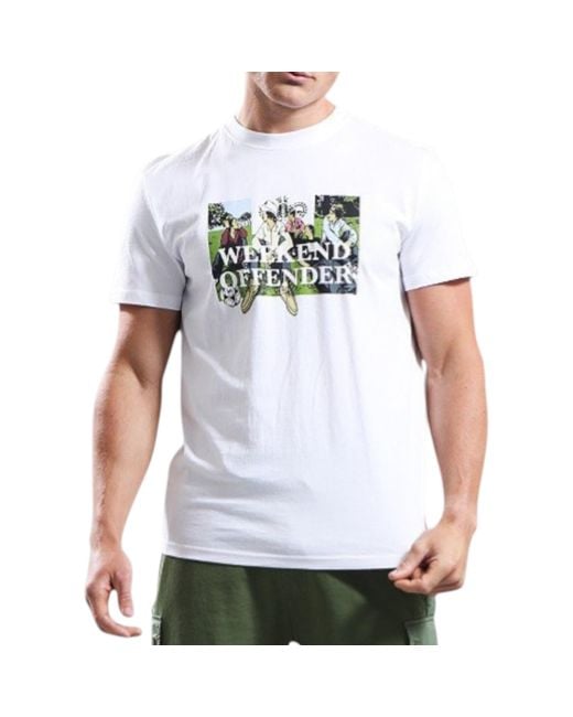 Weekend Offender White T Shirt Crew Neck Short Sleeve Hymns Summer Tee for men