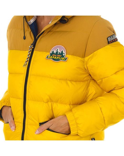 Napapijri Yellow Padded Jacket With Hood Np0A4Fng for men