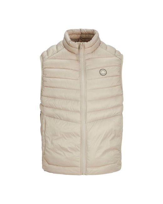 Jack & Jones Natural Sleeveless Gilet – Zipper Closure And High Neck for men